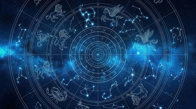 Intricate vintage celestial map featuring zodiac constellations and cosmic astrology illustration.