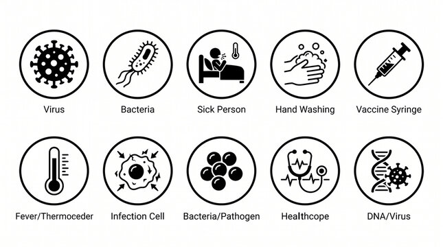 vector set of icons virus