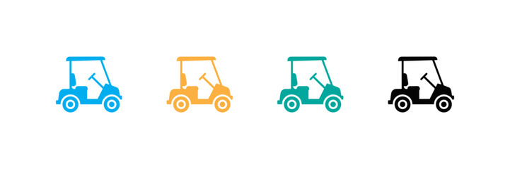 Naklejka premium Golf Cart Icon Vehicle Transportation Equipment Set Collection isolated on White Background with Flat and Solid Style Symbol Vector Illustration for Web UI UX Project .