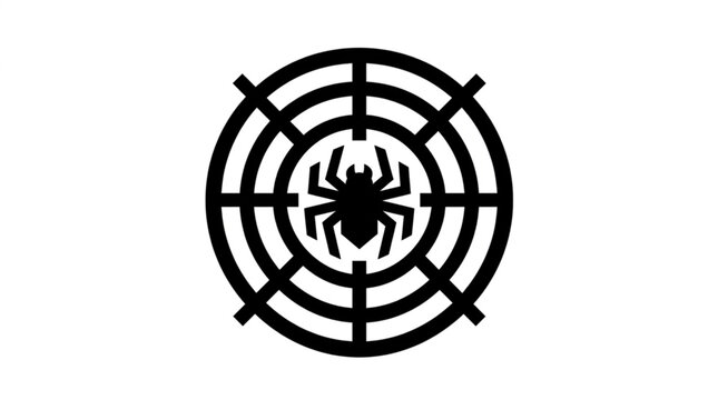 Spider Web Icon with Spider &mdash; Halloween Superhero Vector Illustration