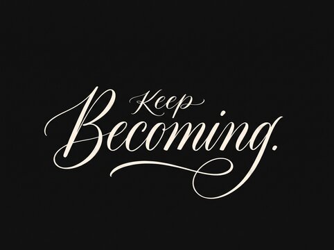 Keep becoming motivational cursive lettering quote