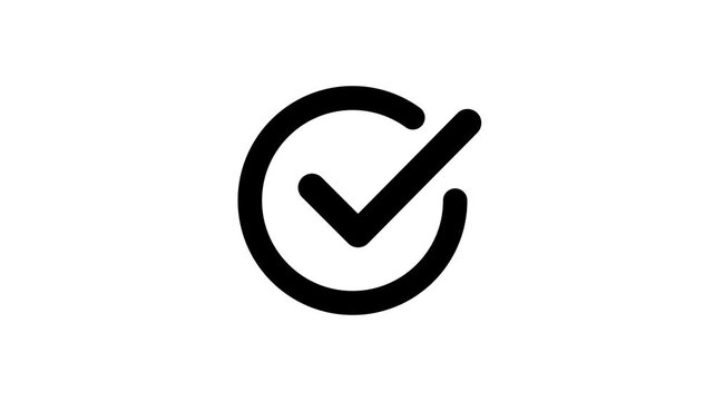 ## Chick mark animation on circle. tick mark symbol Ok button animated on white background.on a white background,with video animation.