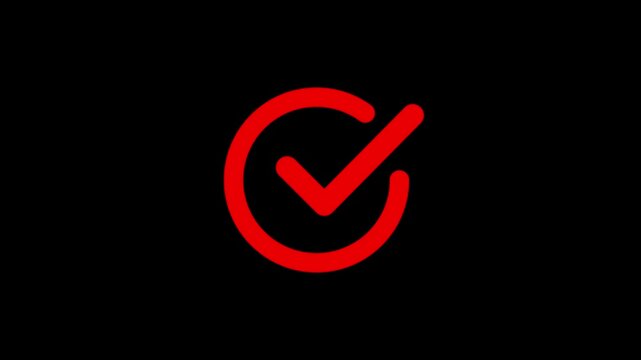 ## Chick mark animation on circle. tick mark symbol Ok button animated on black background.on a black background,with video animation.