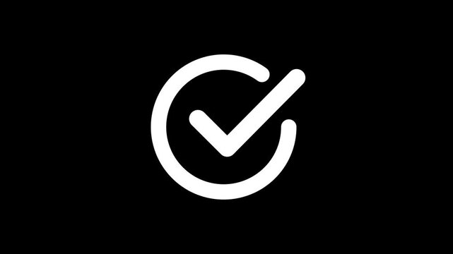 ## Chick mark animation on circle. tick mark symbol Ok button animated on black background.on a black background,with video animation.