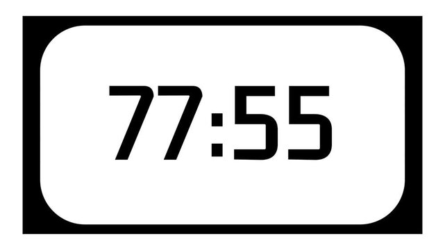 Countdown timer from 78 minute to 77 minute on white background and rounded black frame ideal for presentations, classrooms, and productivity projects