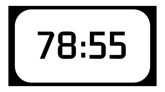 Countdown timer from 79 minute to 78 minute on white background and rounded black frame ideal for presentations, classrooms, and productivity projects