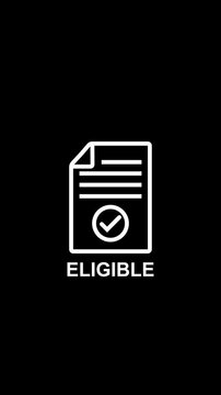Eligible document animation: approved status and verification symbol for business and digital interface