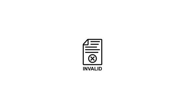 Minimalist invalid document animation: digital error and file rejection concept