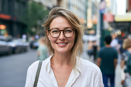 portrait of a young woman in the city