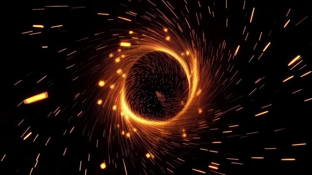 Golden Spark Spiral with Dynamic Light Trails