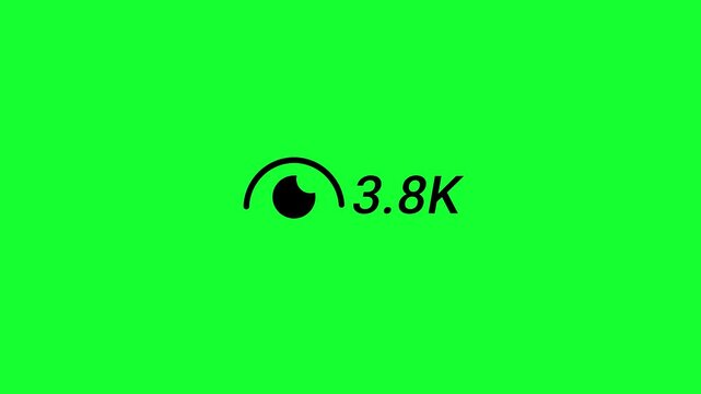 Social Media Reels View Counter Animation from 0 to 6K (Six Thousand) on Green Screen with Views Growth, Social Proof Boost and Real View Count Up Animation, Number Counter in 4K.