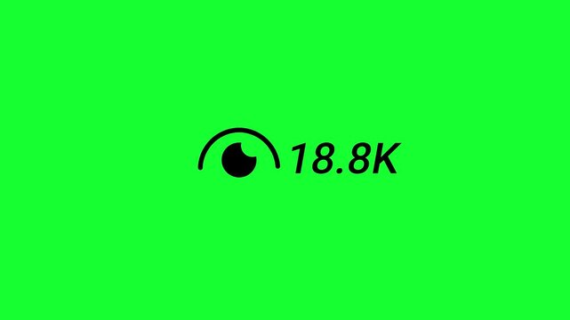 Social Media Reels View Counter Animation from 0 to 30K (Thirty Thousand) on Green Screen with Views Growth, Social Proof Boost and Real View Count Up Animation, Number Counter in 4K.