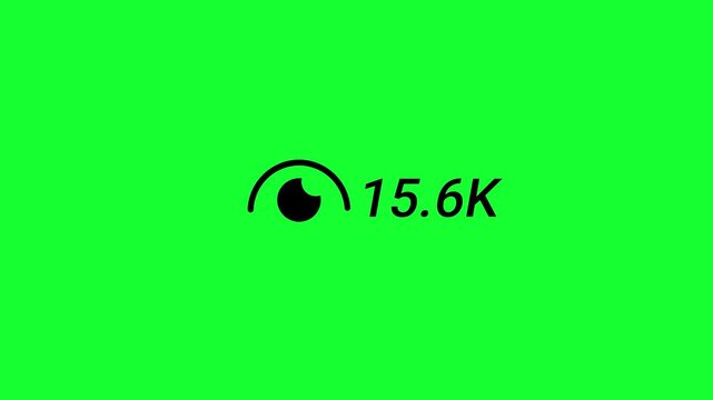 Social Media Reels View Counter Animation from 0 to 25K (Twenty Five Thousand) on Green Screen with Views Growth, Social Proof Boost and Real View Count Up Animation, Number Counter in 4K.