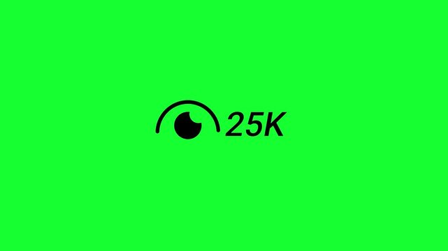 Social Media Reels View Counter Animation from 0 to 40K (Forty Thousand) on Green Screen with Views Growth, Social Proof Boost and Real View Count Up Animation, Number Counter in 4K.