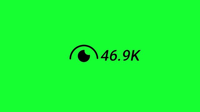 Social Media Reels View Counter Animation from 0 to 75K (Seventy Five Thousand) on Green Screen with Views Growth, Social Proof Boost and Real View Count Up Animation, Number Counter in 4K.