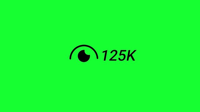 Social Media Reels View Counter Animation from 0 to 200K (Two Hundred Thousand) on Green Screen with Views Growth, Social Proof Boost and Real View Count Up Animation, Number Counter in 4K.