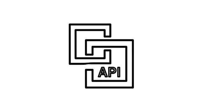 Abstract API logo icon, interconnected squares, technology concept