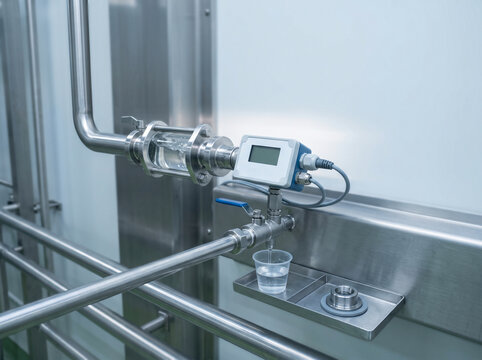 Industrial Water Quality Sampling Point and Sensor in Clean Facility