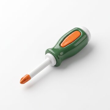 Green and Orange Phillips Screwdriver Isolated on White Background