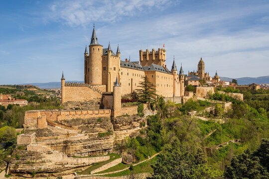 Alcazar of Segovia Castle Perched on Hillside