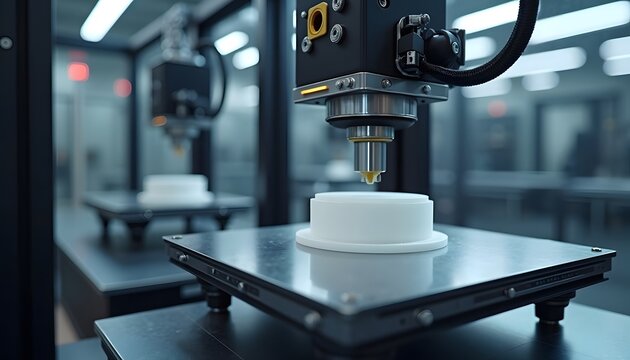3d Printer Head Depositing Material, Precision Manufacturing Process. Industrial Automation