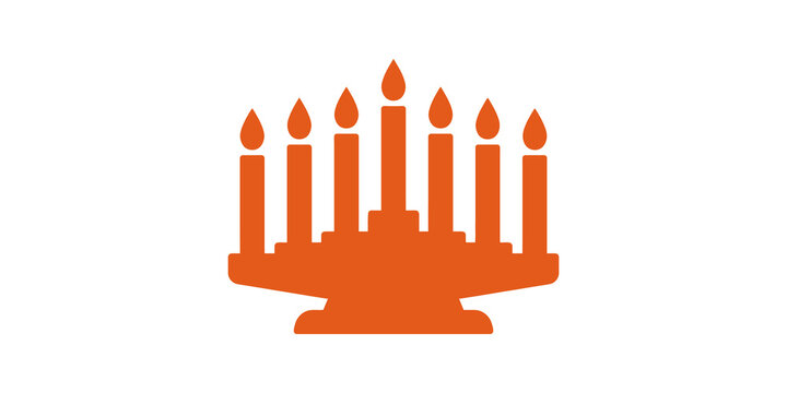 Orange menorah candelabra icon vector illustration for Hanukkah holiday.