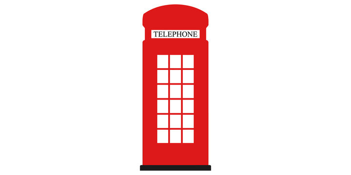 Iconic red telephone box structure featuring classic british design style used for urban street communication symbols.