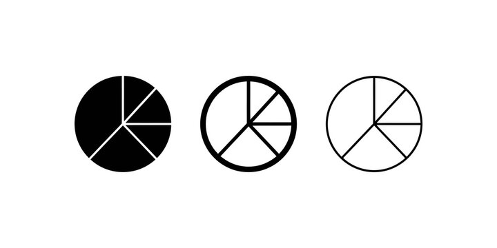 Pie chart diagram icons black circular segments for data analysis ui.