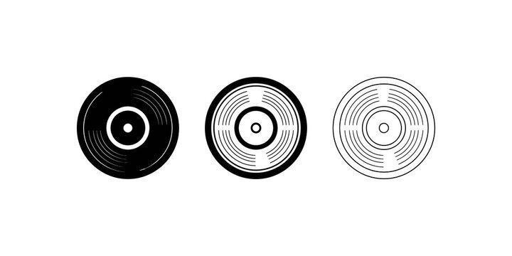 Vinyl record disc music media player vector icon set configuration.