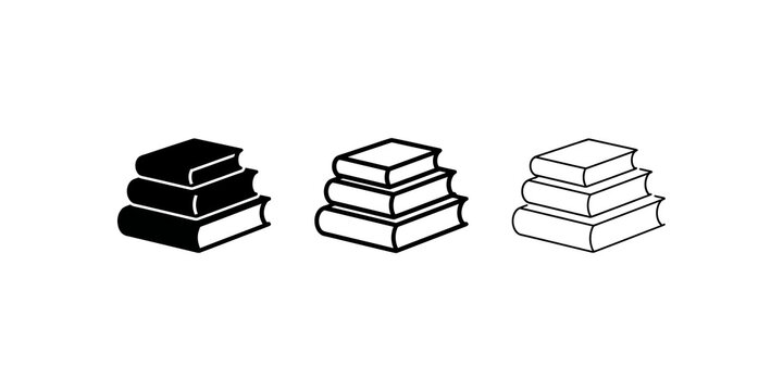 Stack of books icon set ideal for education and library concepts.