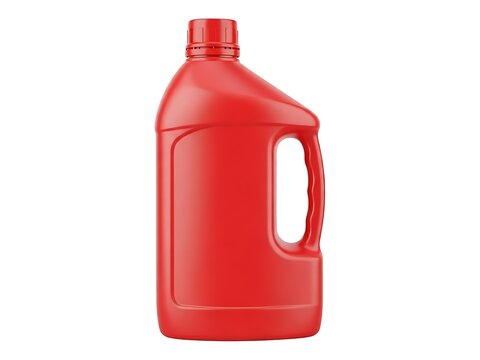 A vibrant red plastic container with a handle isolated on white background