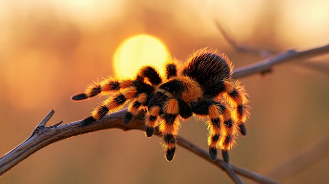 Golden Hour Sunset Spider Web