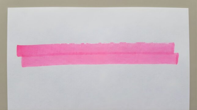 Pink highlighter marker ink stroke on white paper background for design