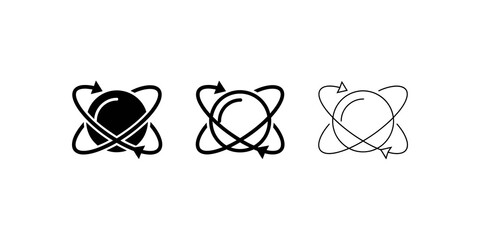 Atomic orbit icons with orbiting rings and sphere for science research. ©  图像