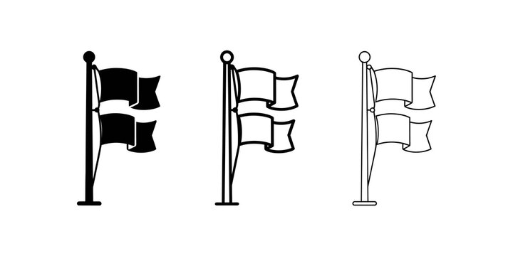 Black flag pole set with simple wave shapes for design and navigation.
