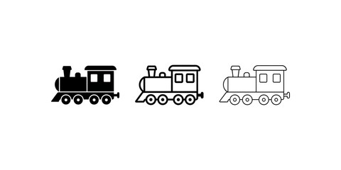 Steam locomotive train engines black icons for railway transport design. ©  图像