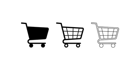 Shopping cart black icons set transparent background for retail stores. ©  图像