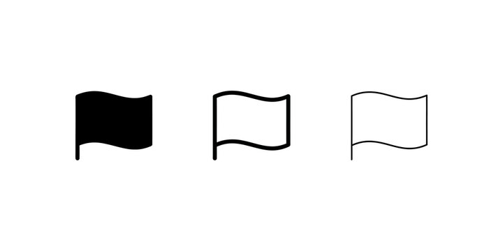 Waving flag icon collection in solid and linear graphic style vector.