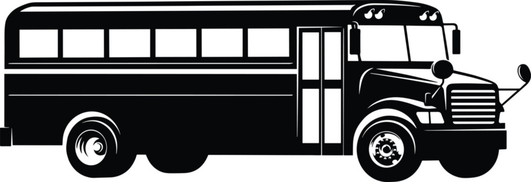 Classic Black School Bus Side View Illustration