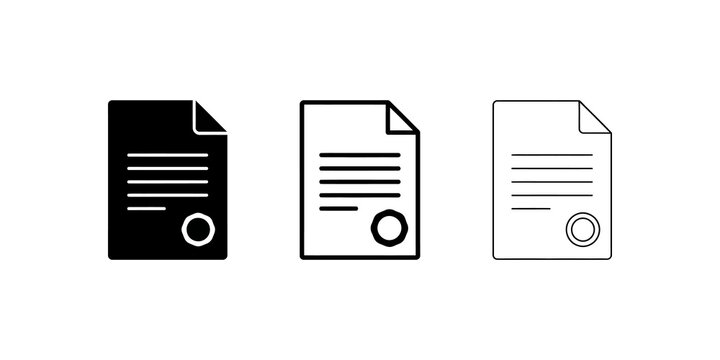 Contract document icons with seal for legal and official agreements.