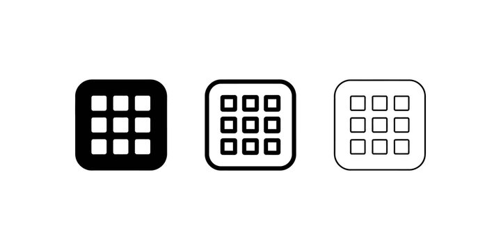 Grid menu dashboard layout application setting interface icon element.