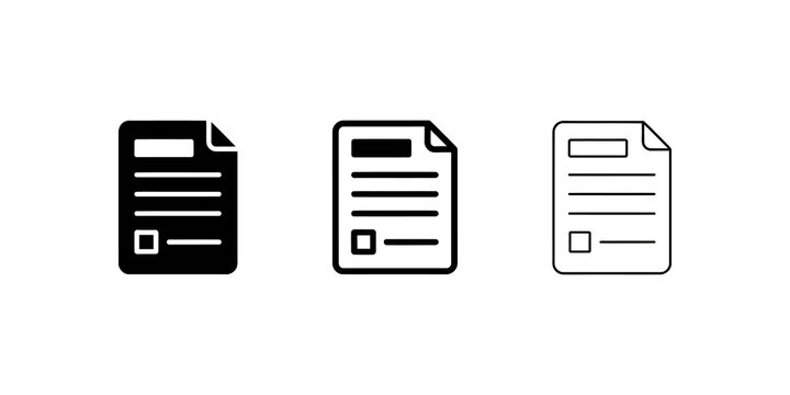 Document check sheet black and white linear vector icons for business.