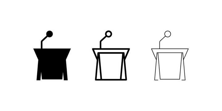 Podium microphone flat icon set vector illustration on transparent bg.