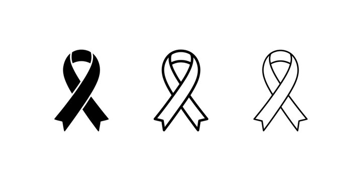 Awareness ribbon icon set for solidarity support and cancer charity.