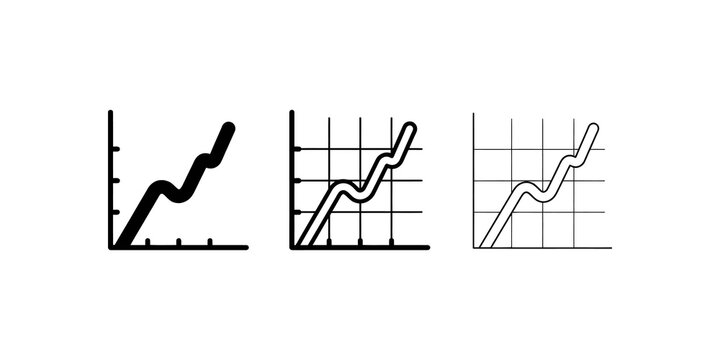 Growing business chart graph icon set for financial analytics interface.