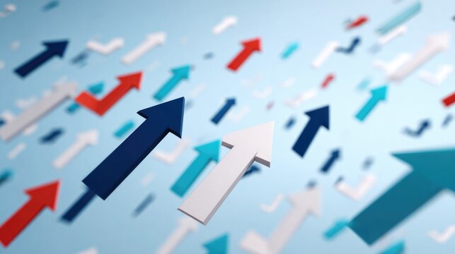 Dynamic Growth Arrows in Motion Representing Success and Opportunity