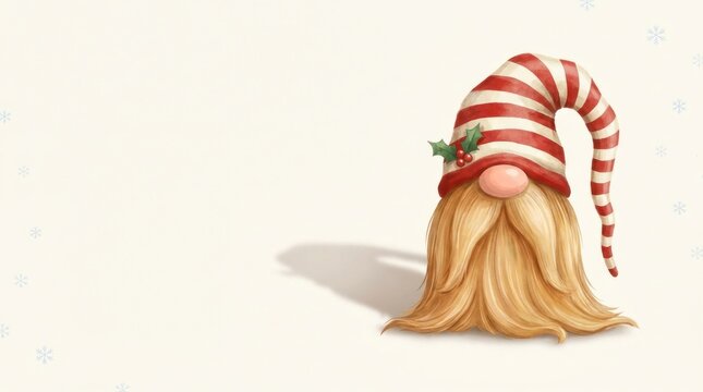 Festive Christmas Gnome with Gingerbread Cookies and Tree on White Background High quality commercial stock illustration in a warm hand-painted watercolor style