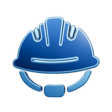 Blue 3D construction hard hat symbol representing safety and protection isolated on transparent background transparent background