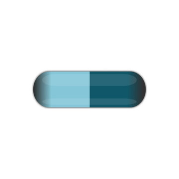 Blue Medical Capsule Pill Icon Isolated on Transparent Background