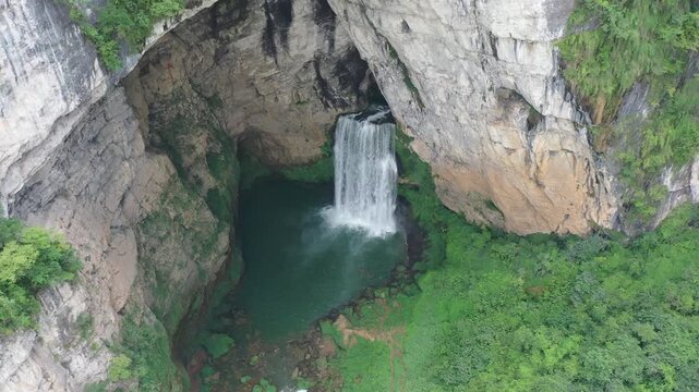 Aerial View of Yangpidong Waterfall in Guizhou, China